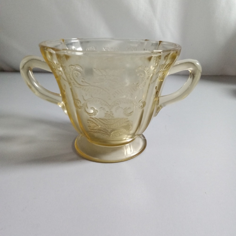 Federal Glass Madrid Amber Sugar Bowl 1932-1939 Vintage Depression Glass Footed